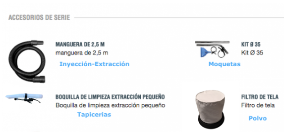 Kit aspirador (3 motores) y lavatapicerías profesional