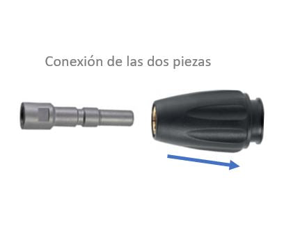 Pistola hidrolimpiadora con giratorio y enchufe rápido para accesorios