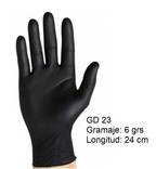 Guante de nitrilo NEGRO sin polvo extra fuerte.en caja 100 u.