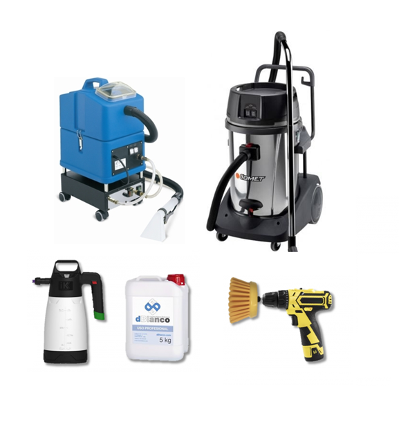 Kit lavatapicerías agua caliente y aspirador inox (3 motores)