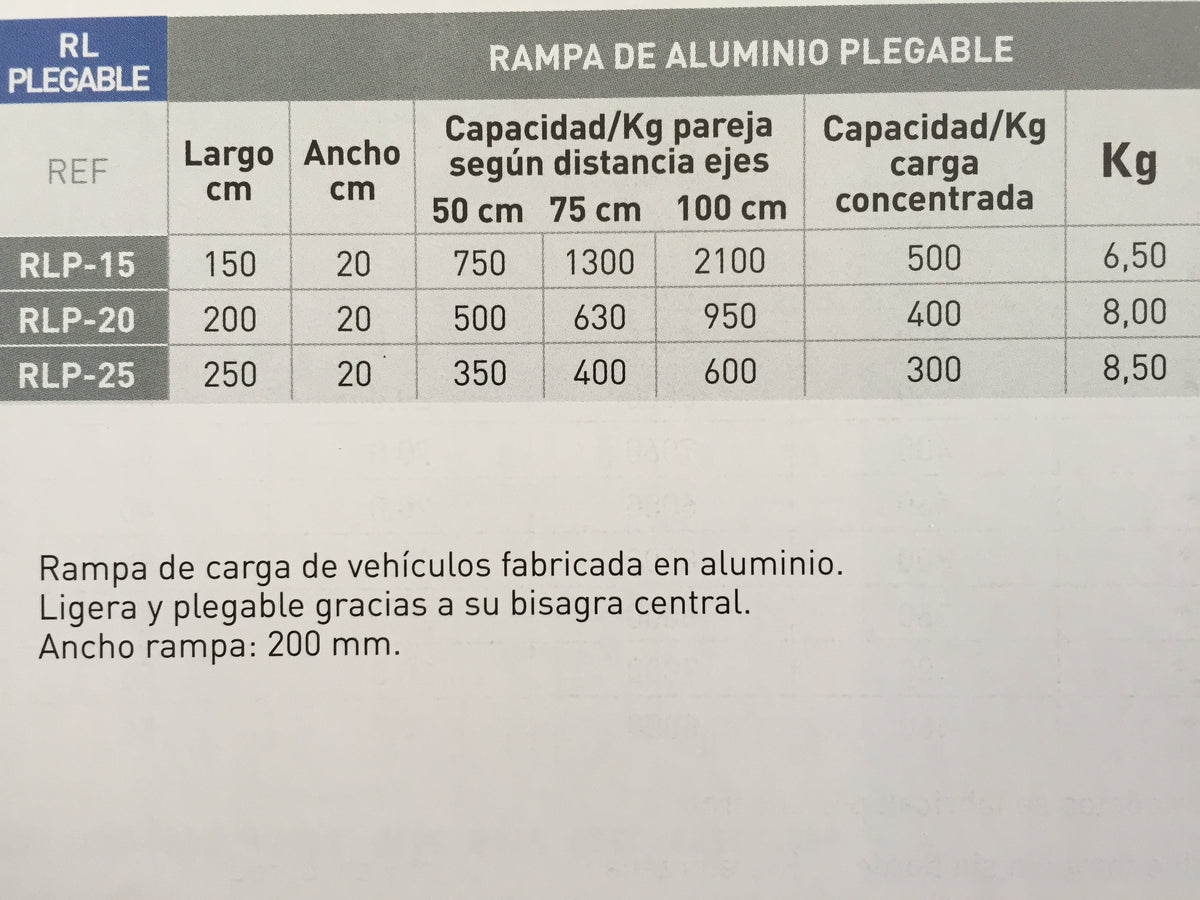 Rampa de aluminio plegable para fregadoras