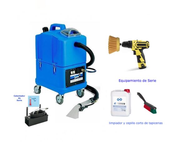 Kit limpieza tapizados movil con agua caliente y cepillo giratorio